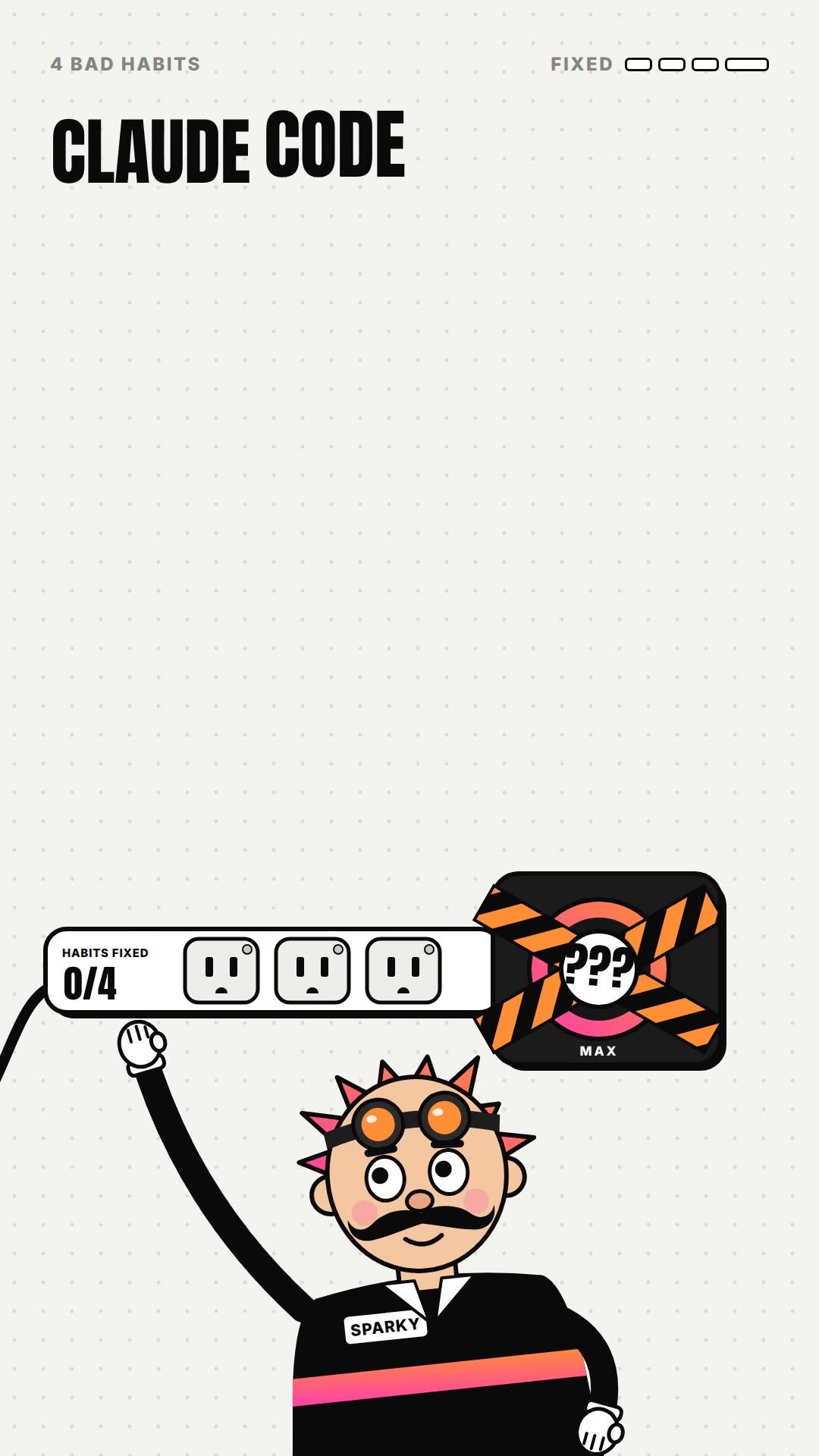 Sparky the electrician with the 4 bad habits power strip