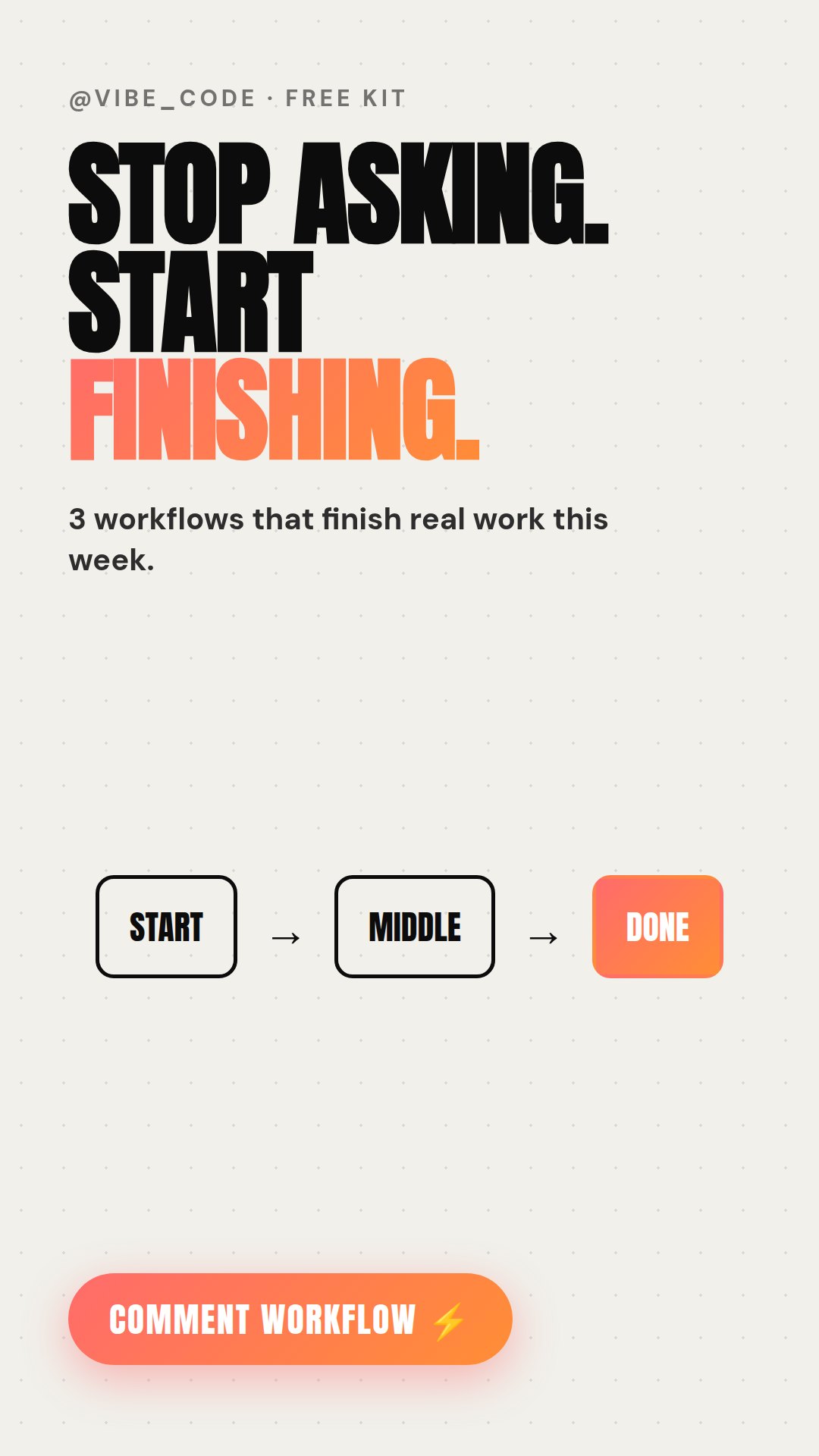 The 3 Workflow Setups: stop asking, start finishing